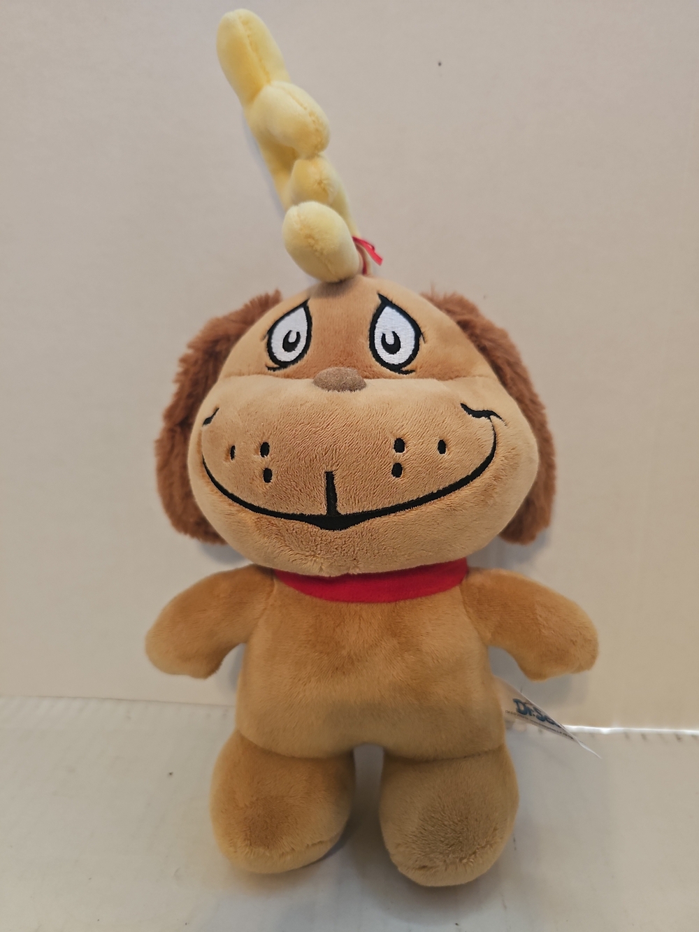 Dr. Seuss Brown Plush Dog with Yellow Banana Hat and Red Collar